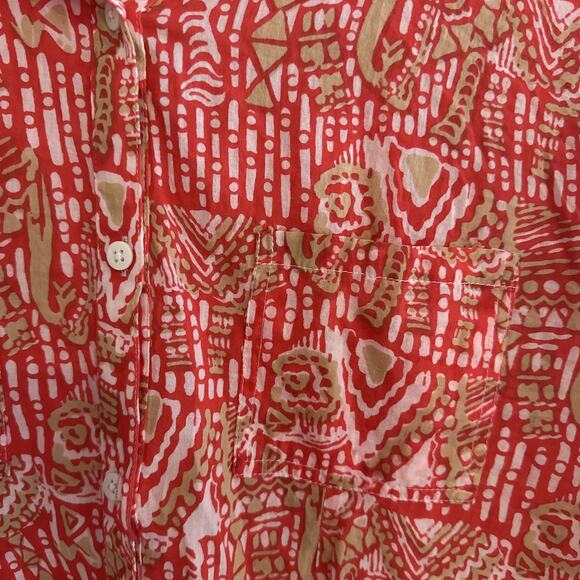 Jude Connally Button Up Shirt Women’s Large Callie Top Button Front Cotton Red - Picture 2 of 6